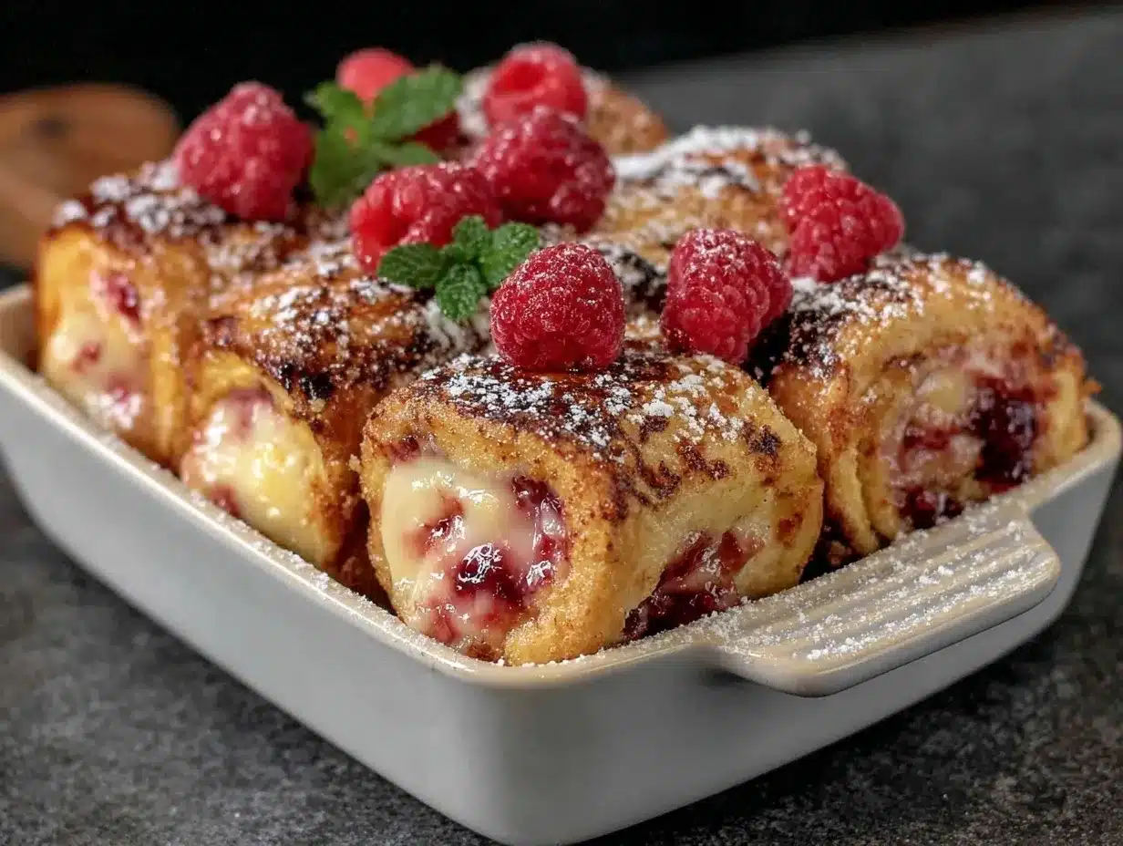 Raspberry Cheesecake French Toast Roll-Ups preparation steps