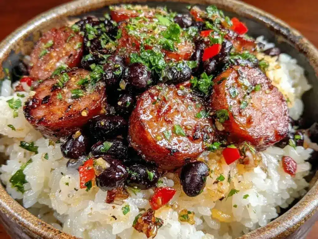 beans and rice with sausage - featured image