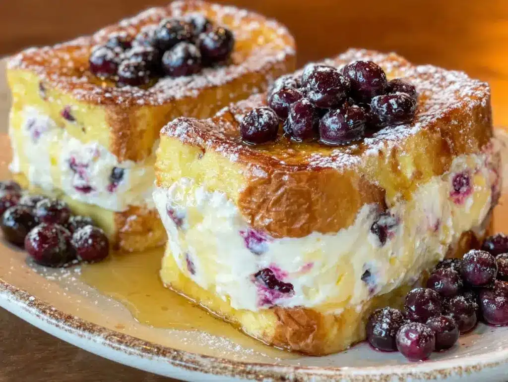 blueberry cream cheese stuffed french toast - featured image