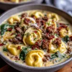 cozy creamy sausage tortellini soup - featured image