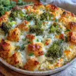 creamy chicken broccoli rice casserole - featured image
