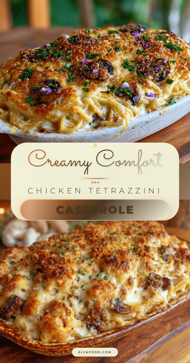 Creamy Chicken Tetrazzini Casserole recipe