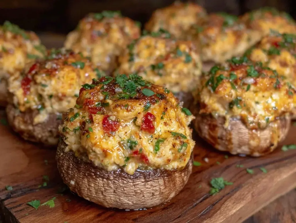 creamy crab-stuffed mushrooms - featured image