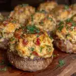 creamy crab-stuffed mushrooms - featured image