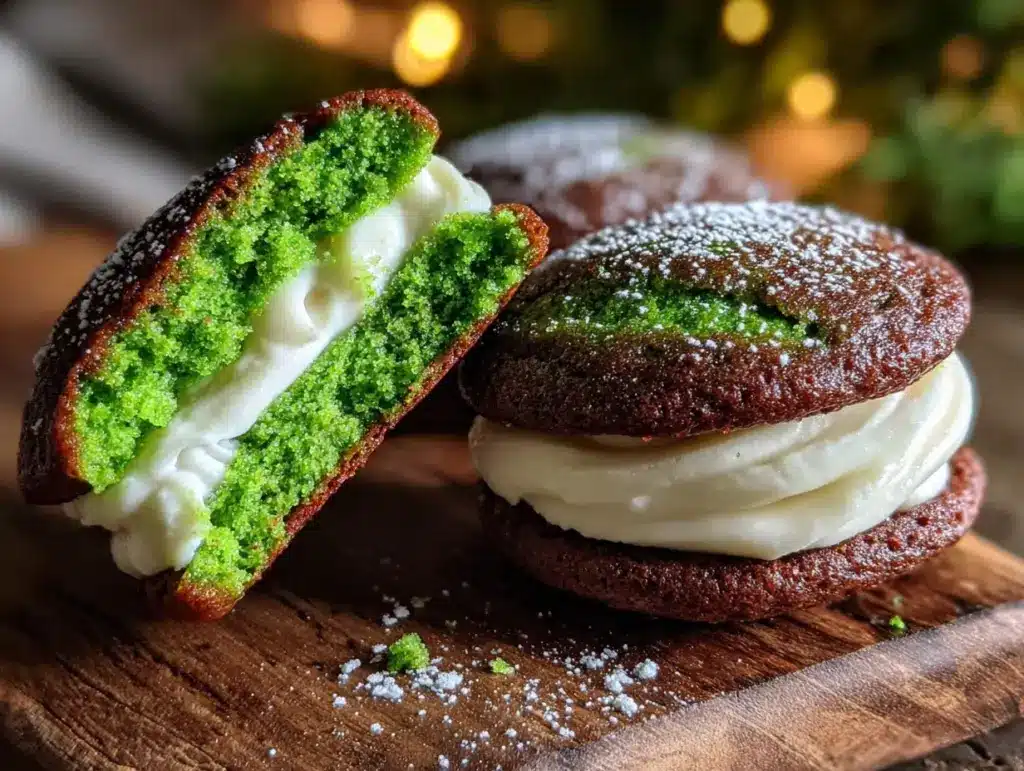 creamy green velvet whoopie pies - featured image