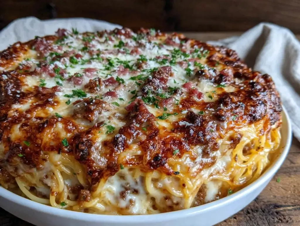 creamy million dollar spaghetti comfort bake - featured image
