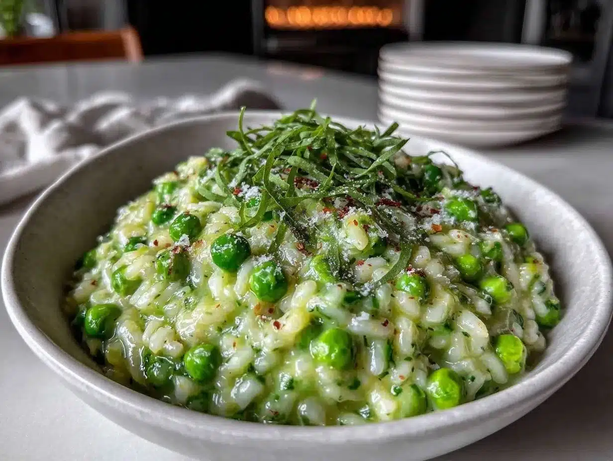 creamy pea and mint risotto preparation steps