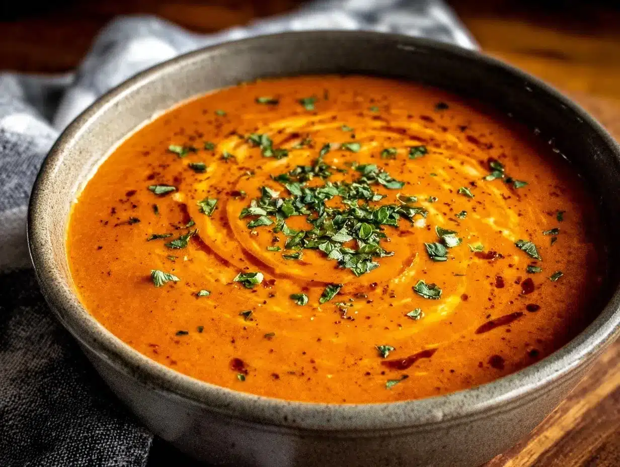 creamy roasted red pepper and gouda soup preparation steps