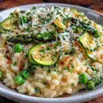 creamy spring vegetable risotto - featured image