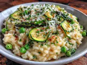 creamy spring vegetable risotto - featured image