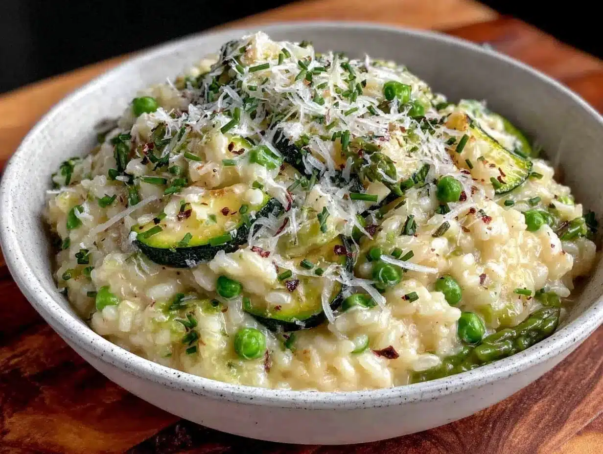 creamy spring vegetable risotto preparation steps