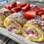 creamy strawberry cream cheese french toast roll-ups - featured image