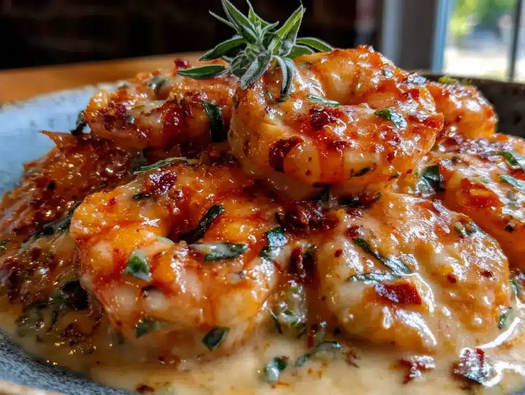 creamy tuscan shrimp recipe - featured image
