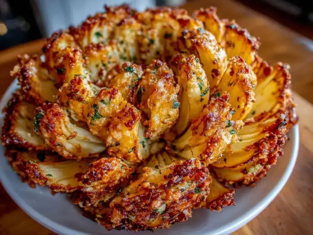 crispy air fryer blooming onion - featured image
