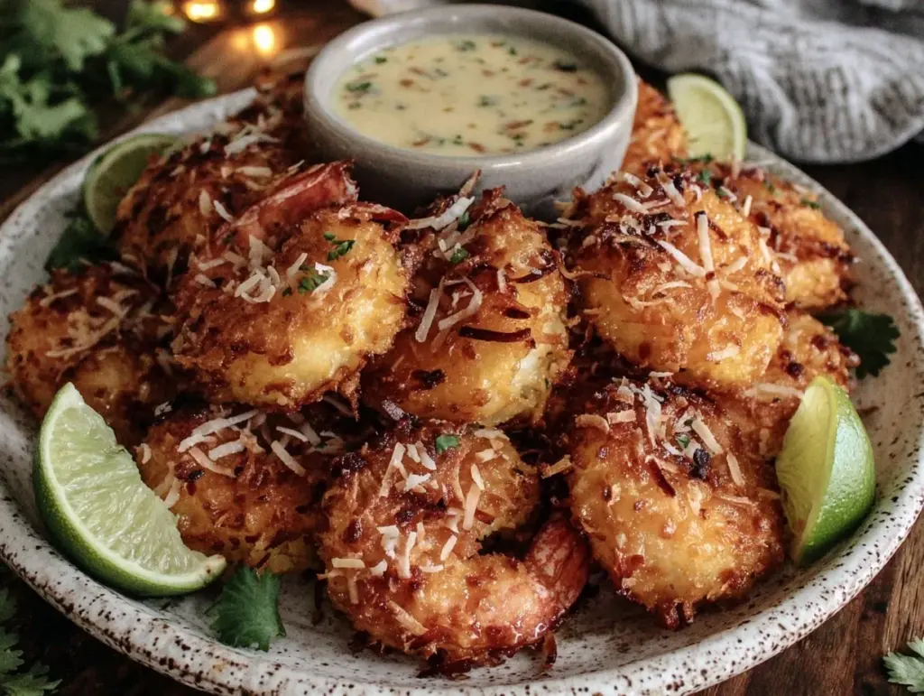 crispy air fryer coconut shrimp - featured image