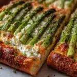 crispy asparagus goat cheese flatbread - featured image