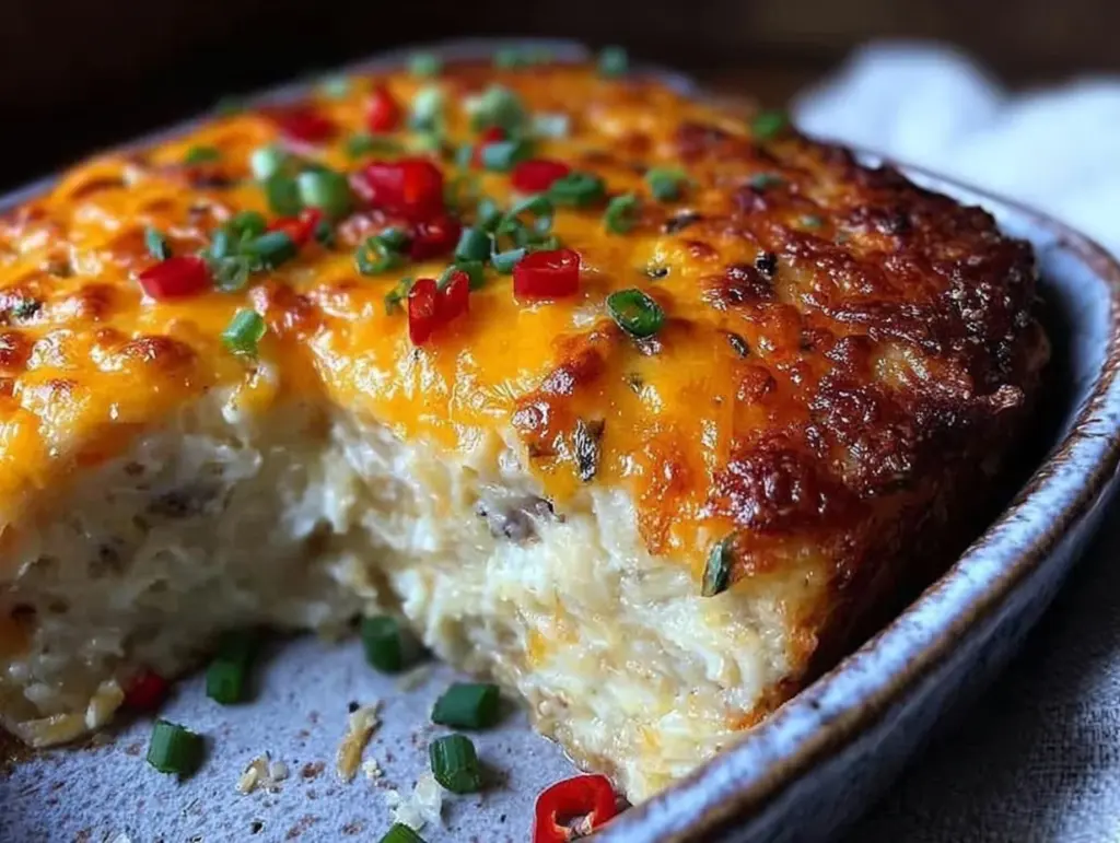 crispy cheesy hash brown casserole - featured image
