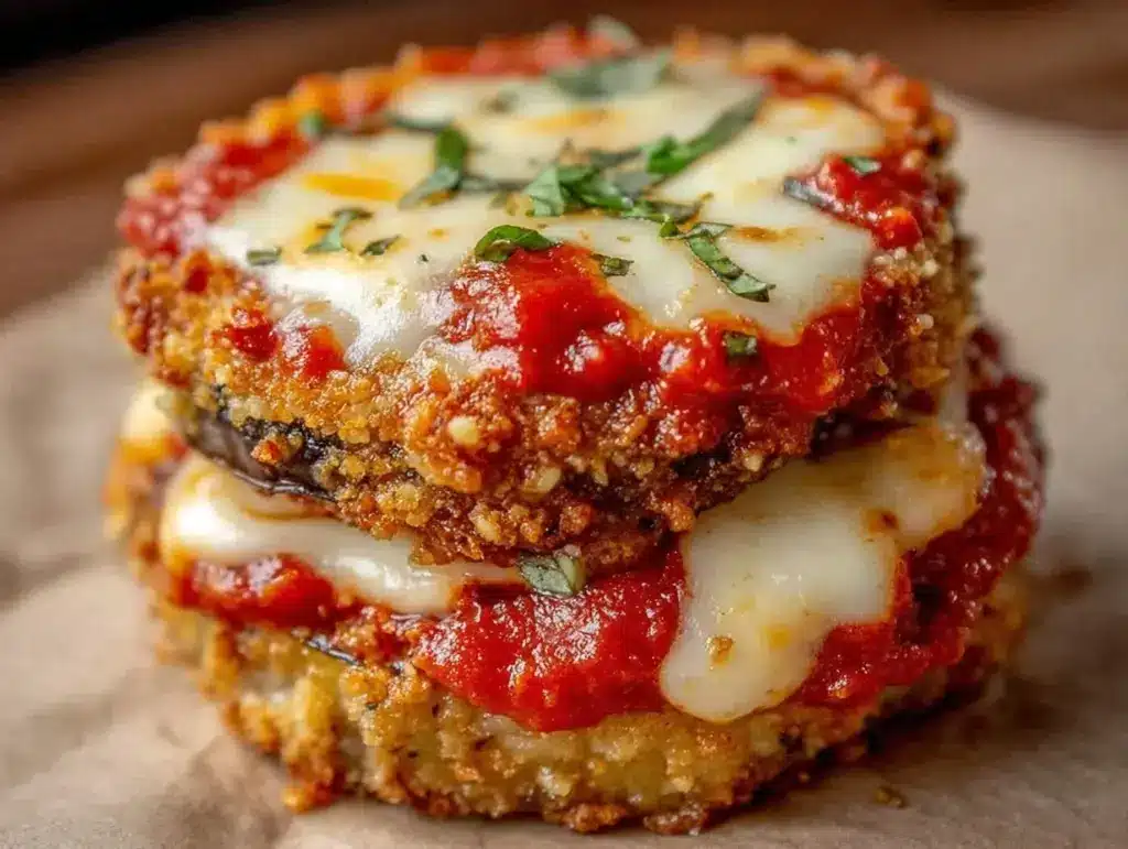 crispy eggplant parmesan stacks - featured image