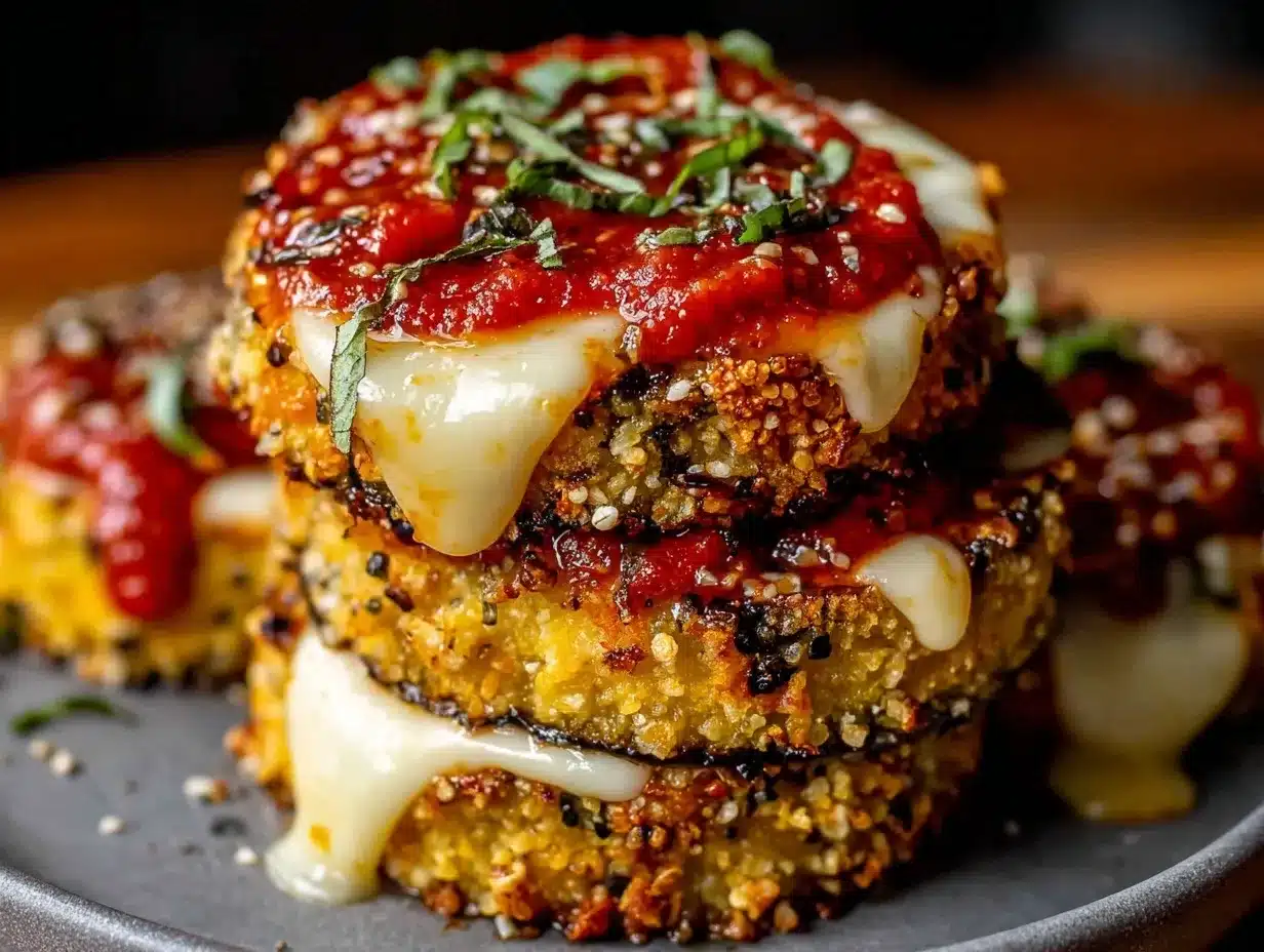 crispy eggplant parmesan stacks preparation steps