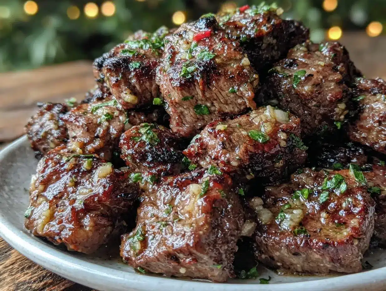 crispy garlic butter air fryer steak bites preparation steps