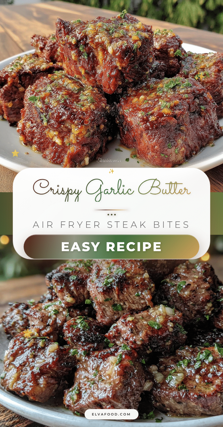 crispy garlic butter air fryer steak bites recipe