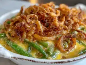 crispy green bean casserole - featured image