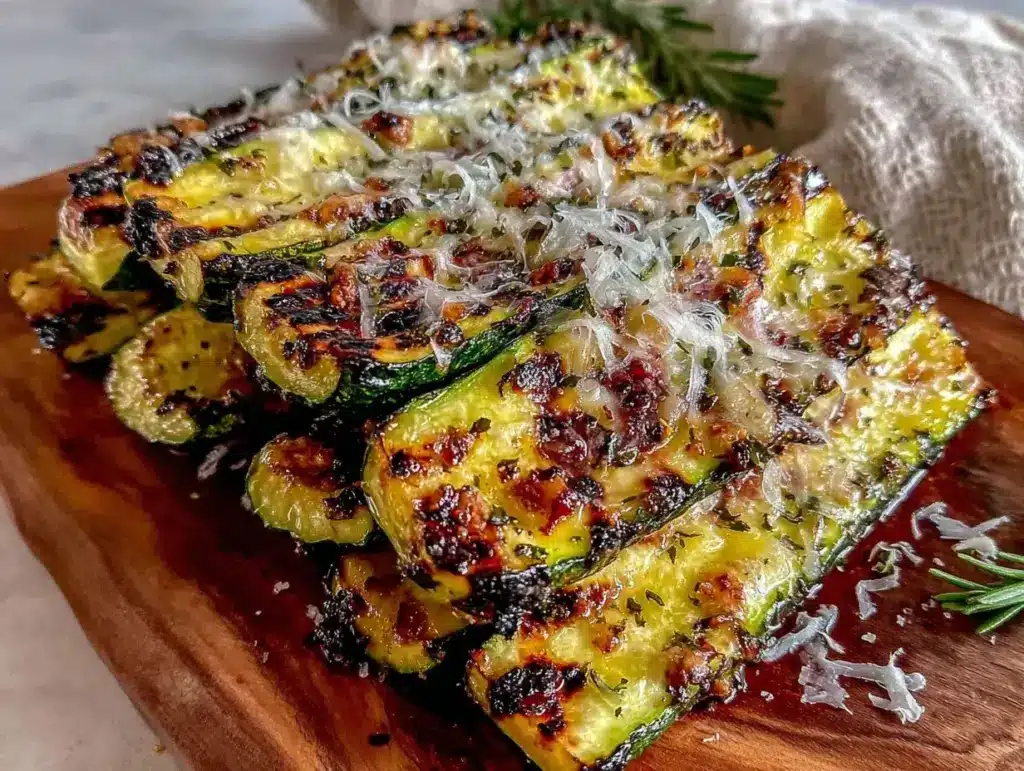 crispy grilled zucchini with parmesan - featured image