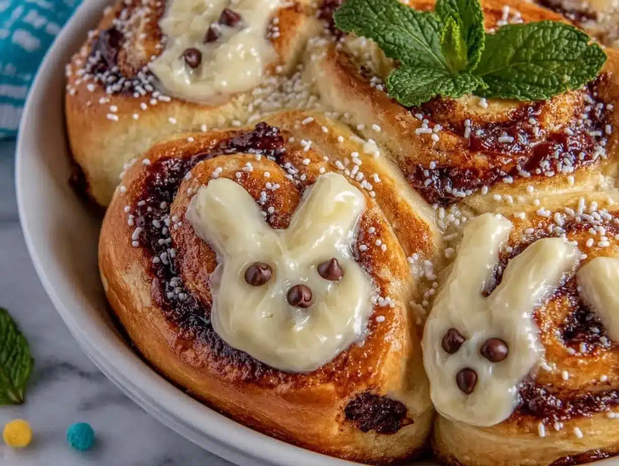Easter Bunny Cinnamon Rolls preparation steps