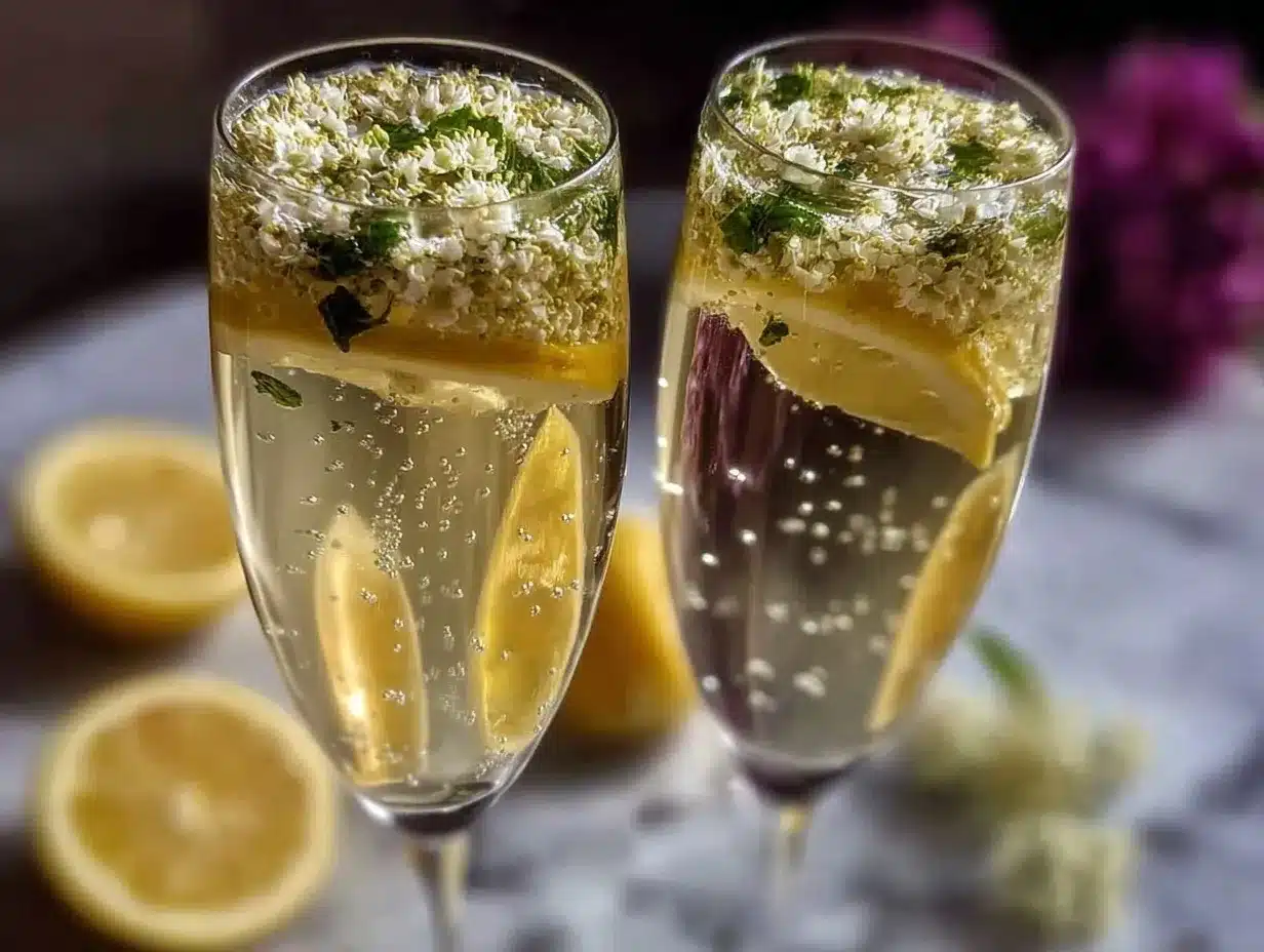 Elderflower Prosecco Cocktail preparation steps