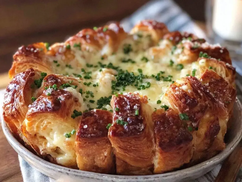 fluffy croissant breakfast casserole - featured image