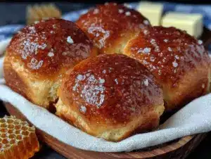 fluffy honey butter dinner rolls - featured image