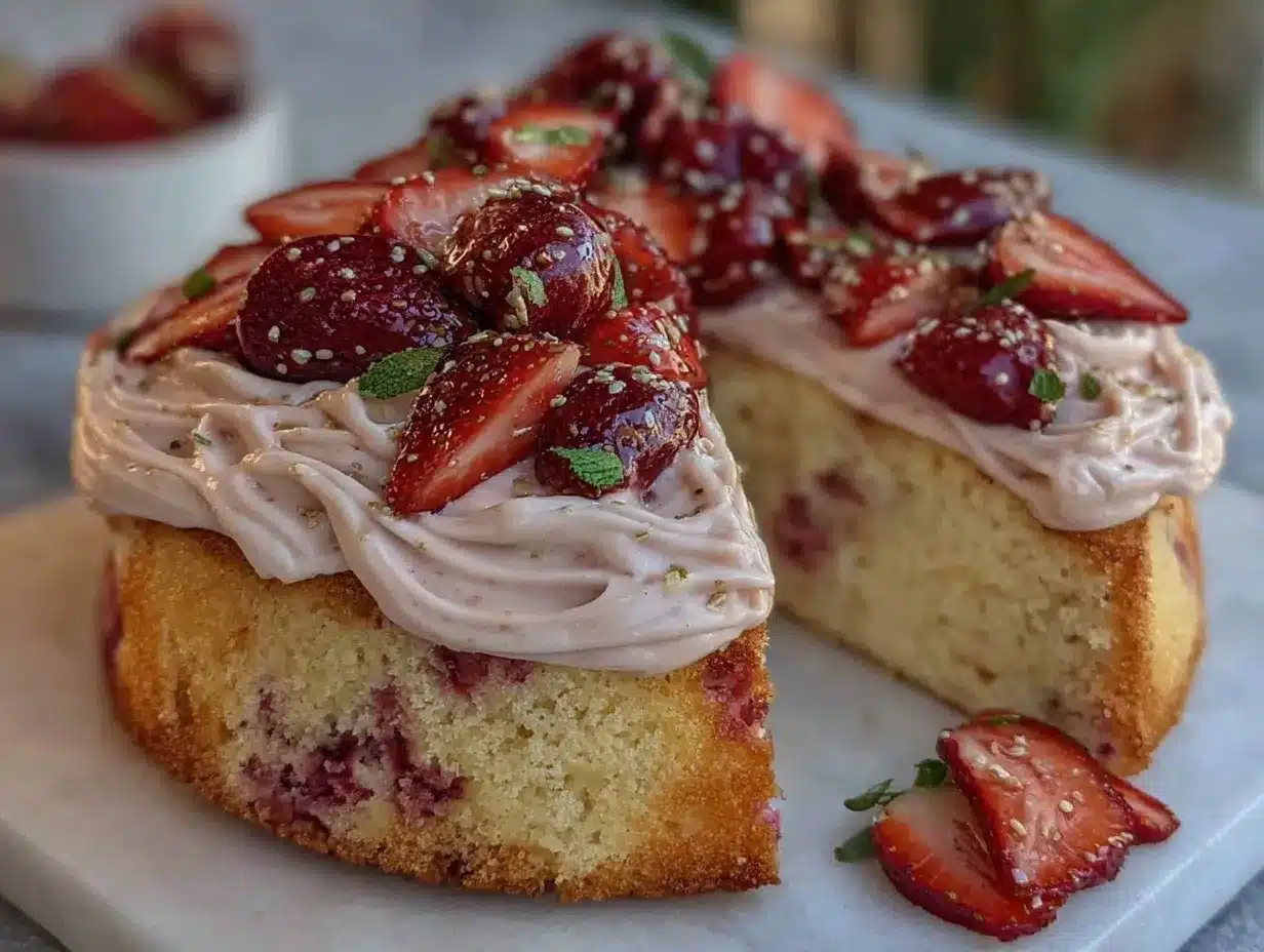 fresh strawberry cake preparation steps