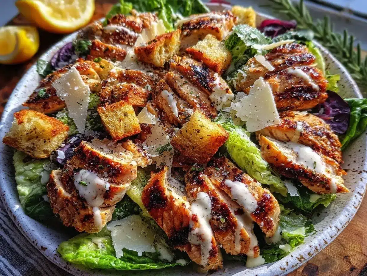 grilled chicken Caesar salad preparation steps