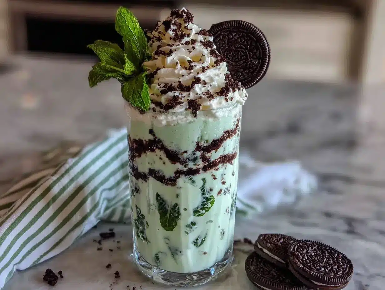 Mint Oreo Shamrock Shake preparation steps