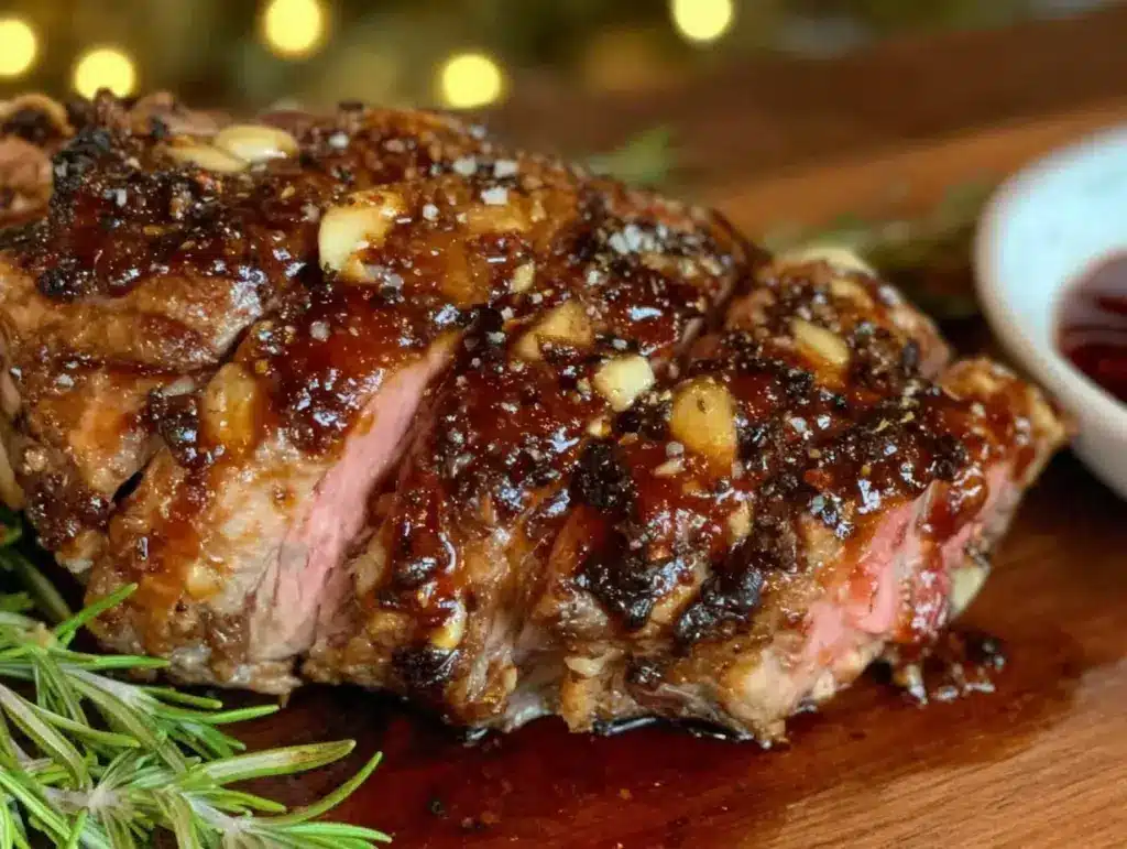 rosemary garlic lamb leg roast - featured image