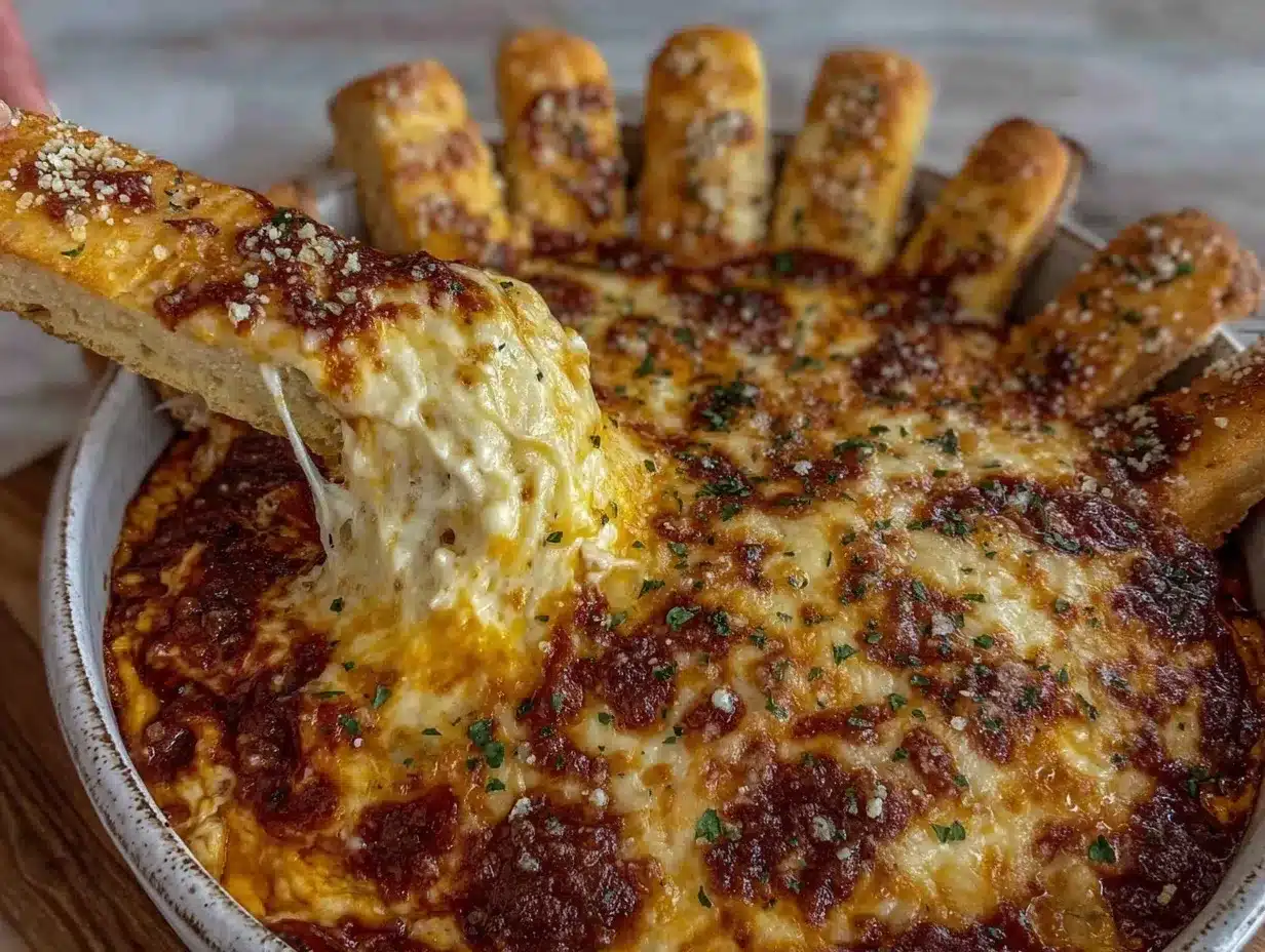 savory cheesy pizza dip preparation steps