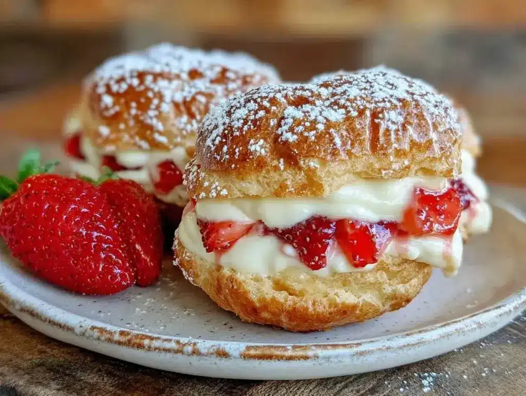 strawberry cream puffs - featured image