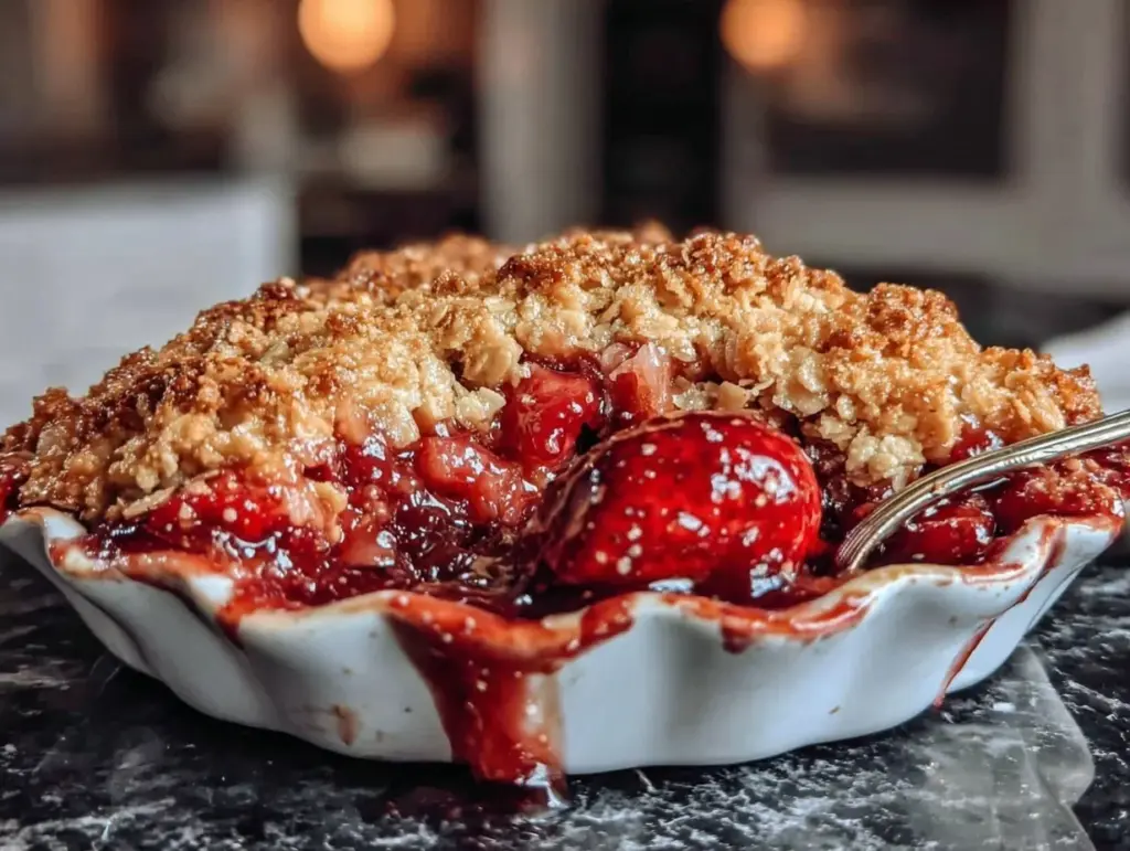strawberry rhubarb crisp - featured image