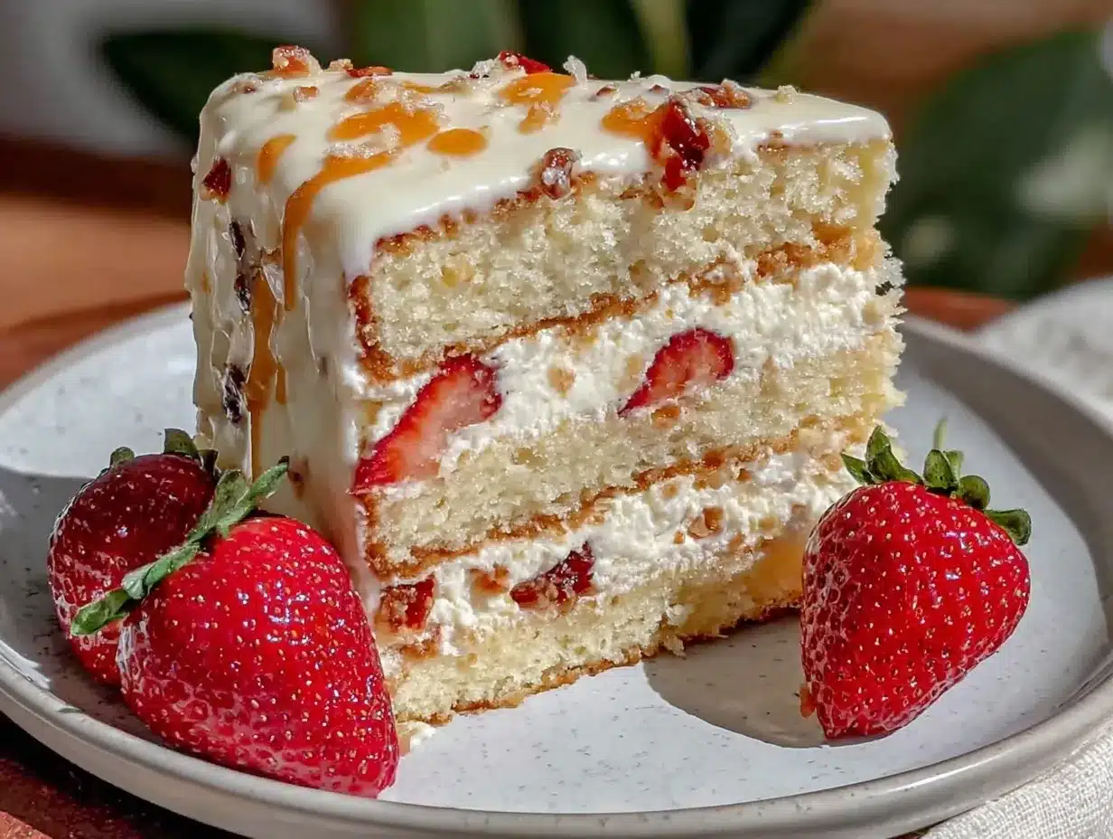 white chocolate covered strawberry cake preparation steps