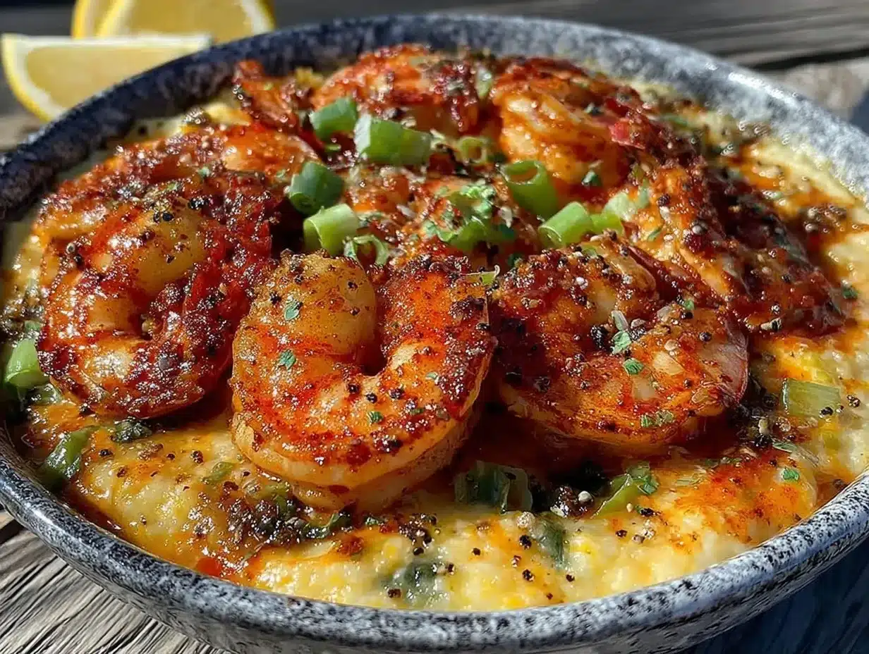 Cajun shrimp and cheese grits preparation steps