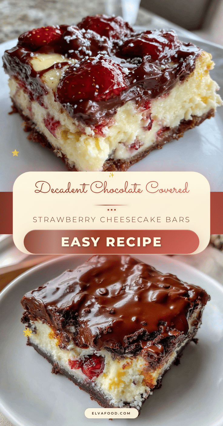 chocolate-covered strawberry cheesecake bars recipe