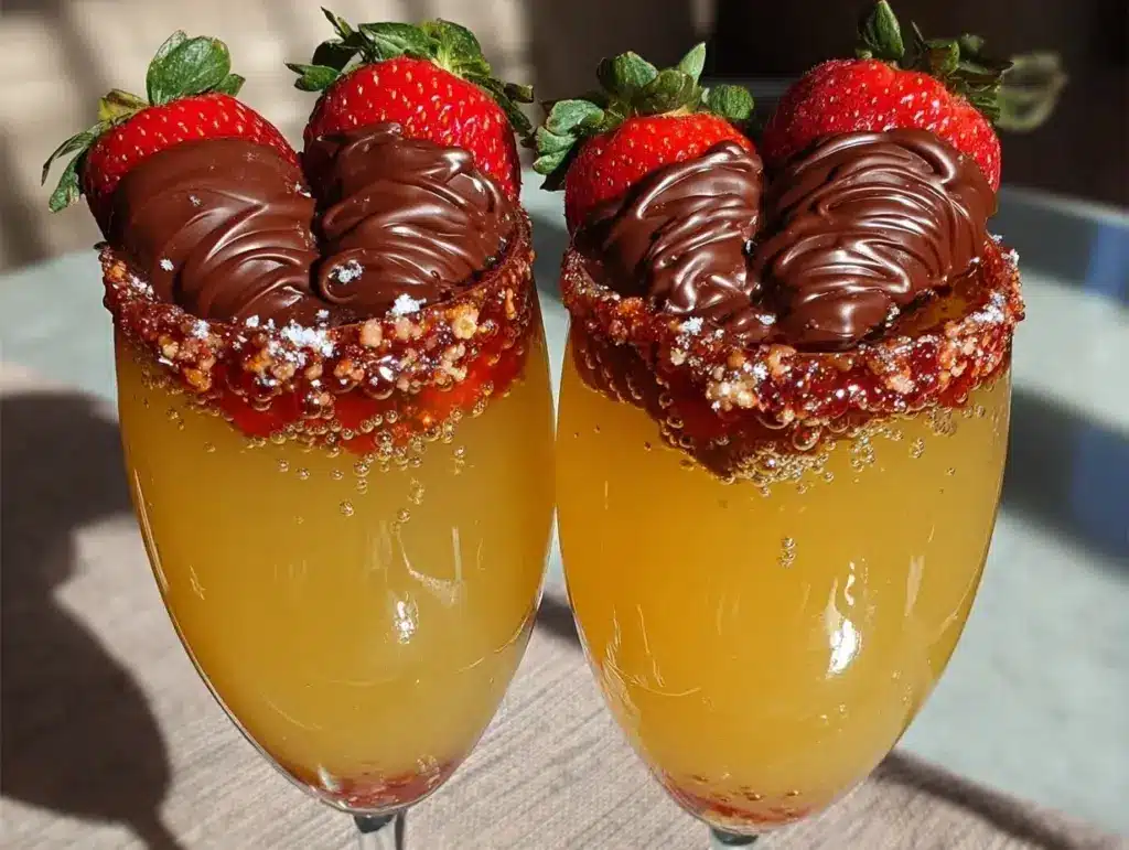 chocolate-covered strawberry mimosas - featured image