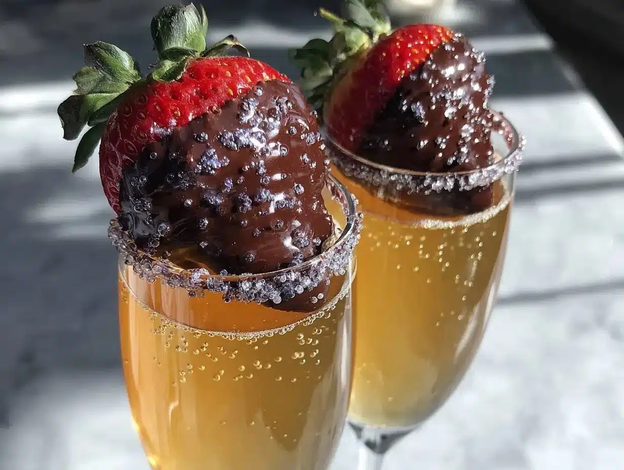 chocolate-covered strawberry mimosas preparation steps