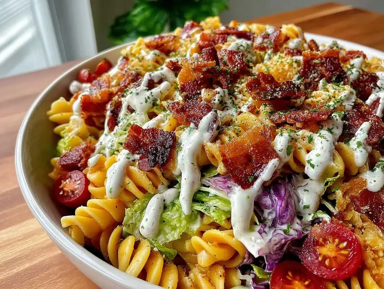 creamy BLT pasta salad preparation steps