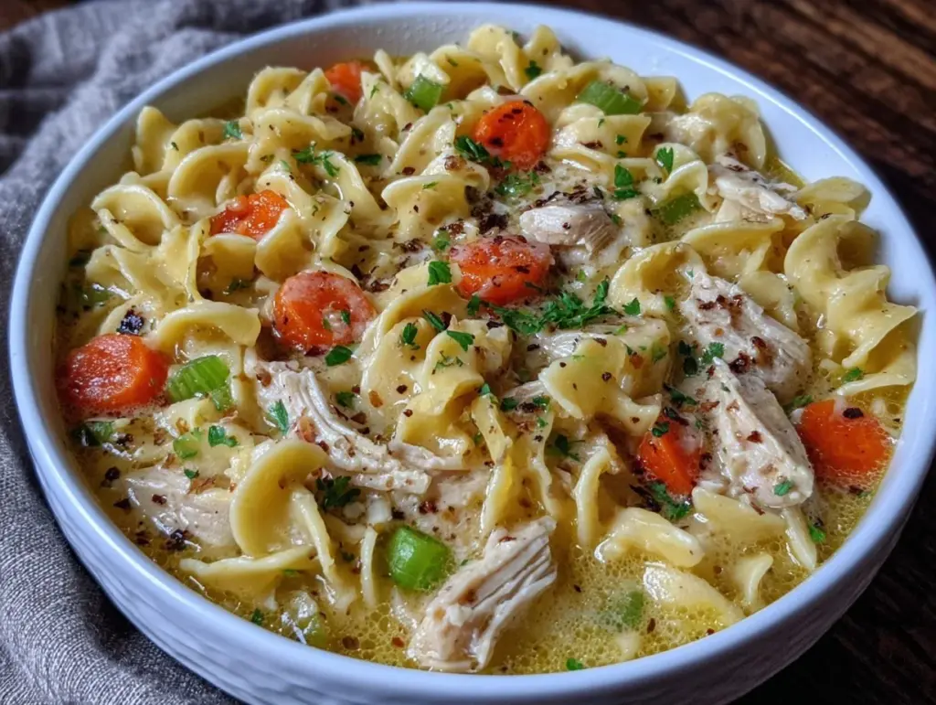 creamy chicken noodle soup - featured image