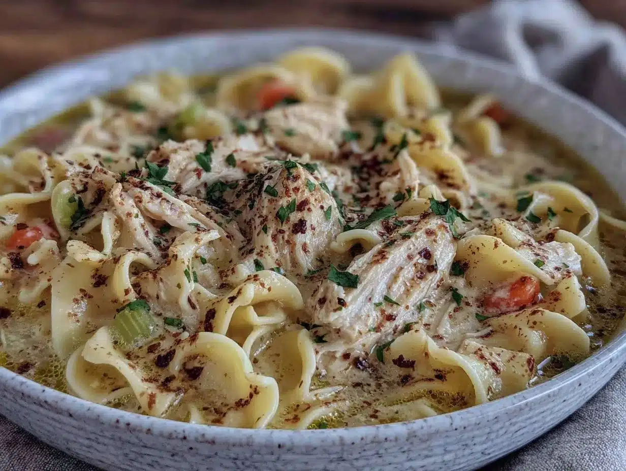 creamy chicken noodle soup preparation steps