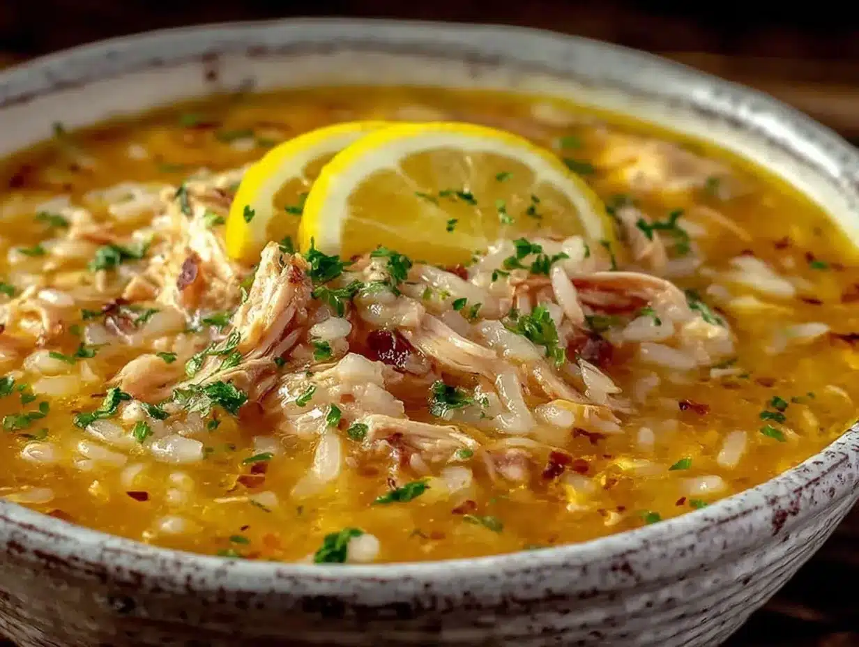 creamy Greek lemon chicken soup preparation steps