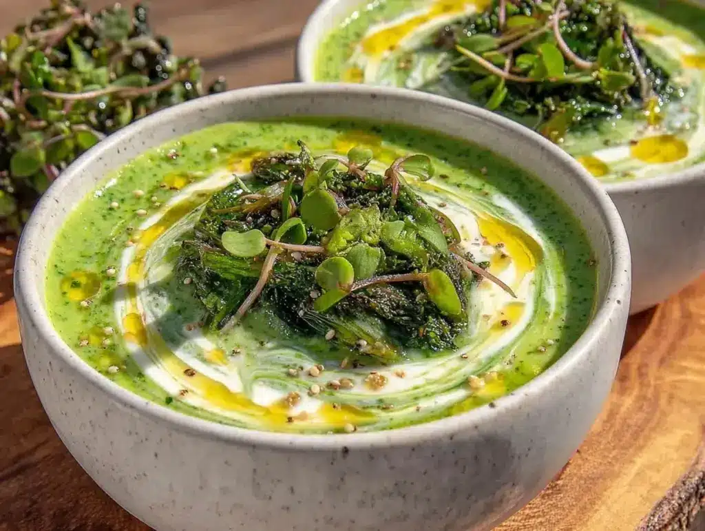 creamy pea and mint soup - featured image