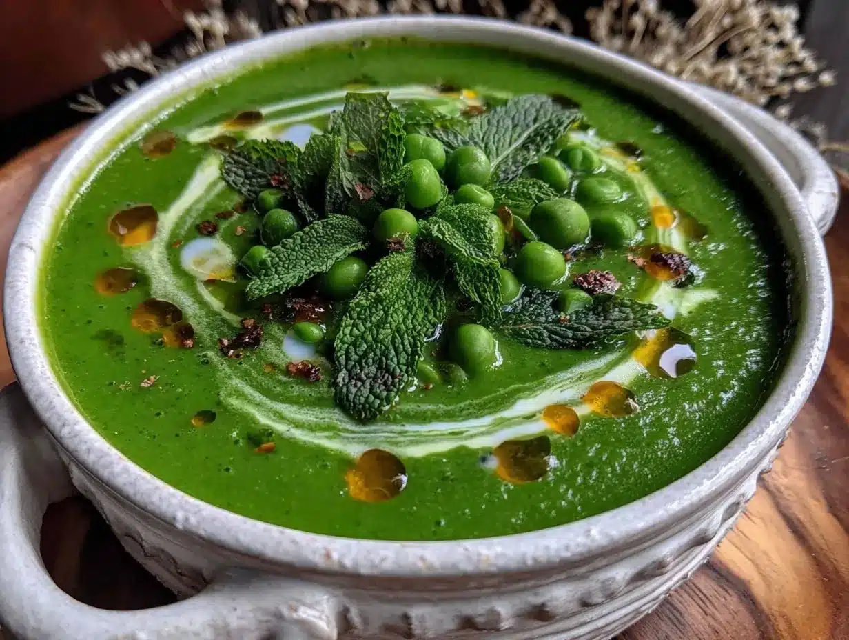 creamy pea and mint soup preparation steps