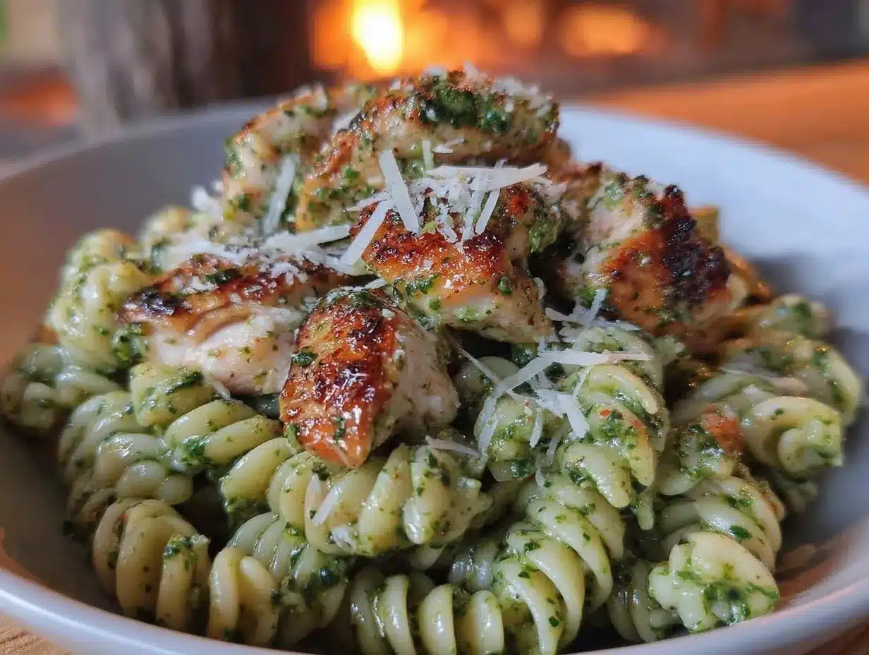 creamy pesto chicken pasta preparation steps